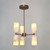 Modern Alabaster Chandelier, 6-Light Brass Ceiling Light Fixture, Marble Look Stone Shade Pendant Lighting, Mid-Century Hanging Chandelier for Dining Room, Living Room, Bedroom & Kitchen Island