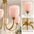 THJS8 French Gold Branch Chandelier, Pink Glass Decorative Fixture 68 cm