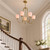 THJS8 French Gold Branch Chandelier, Pink Glass Decorative Fixture 68 cm
