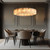 MeiYDeng 40" Alabaster Round Chandelier, 16-Light 2-Tier Spanish Natural Marble Pendant Light, Modern Gold Finish Large Pendant Light Fixture, for Living Room, Bedroom, Dining Room, Foyer, Dimmable