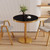 60cm Mid-Century Modern Round Dining Table, Black Pedestal Base, Stylish Accent for Home, Office, Living Room, Kitchen, Suitable for 2-4 People, Contemporary Design