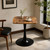 Square Tulip Table, Mid Century Modern Dining Table with MDF Tabletop and Matte Black Metal Pedestal Base for Kitchen, Small Spaces, Living Room, Cafe