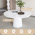 47 inch Round MDF Dining Table for 4, Modern Farmhouse Kitchen Table with Wood Strip Base, Marble Veneer Circle Dinner Table for Kitchen and Living Room