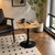 Square Tulip Table, Mid Century Modern Dining Table with MDF Tabletop and Matte Black Metal Pedestal Base for Kitchen, Small Places, Living Room, Cafe