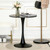 31.5-Inch Black Round Dining Table Modern Oval MDF Top Iron Spray-Painted Matte Base Mid Century Coffee Table Living Room Home Kitchen