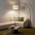 Brightech Mason Arc Floor Lamp - Modern Corner Standing Lamp with Unique Hanging Drum Lamp Shade for Living Room - Bright Overhead, Curved Hanging Light for Bedroom. Library, Den - Bronze