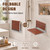 17" Folding Shower Seat Wall Mounted, Foldable Teak Shower Bench, Max 440lb