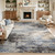 8x10 Area Rug for Living Room, Abstract Washable Large Rugs, Grey/ Blue