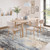 8x10 Area Rug for Living Room, Abstract Washable Large Rugs, Grey/ Blue