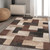 QDUIDU Modern Geometric Patchwork Indoor Area Rug for Living Room, Chocolate 5'x 7' Large Rug Rockwood Collection Hardwood Floors Decor for Bedroom, Brown Throw Carpet for Office Entryway Dining Room