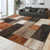QDUIDU Modern Geometric Patchwork Indoor Area Rug for Living Room, Orange 5x7 Large Rug Rockwood Collection Hardwood Floors Decor for Bedroom, Throw Carpet for Office Entryway Dining Room