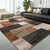 QDUIDU Modern Geometric Patchwork Indoor Area Rug for Living Room, Orange 5x7 Large Rug Rockwood Collection Hardwood Floors Decor for Bedroom, Throw Carpet for Office Entryway Dining Room