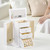 Emfogo Synthetic Leather Jewelry Box Organizer, Large Jewelry Boxes Storage with Mirror Velvet Interior, 4 Tier Jewlery Organizers for Women Girls Dedicated Slots for Ring Necklace (White)