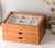 Clasin Home Jewelry Box with Glass Lid, 3 Layer Jewelry Organizer for Women, Solid Wooden Jewelry Box Display for Ring Earrings Necklace Bracelet, Pine Wood Jewelry Boxes Vintage Style for Gifts