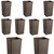 Getzi 9 Pack Brown 50 Gallon Square Commercial Trash Can, Heavy Duty Resin Waste Bin, Large-Capacity Indoor Outdoor Garbage Container for Restaurant, Office, School, Mall and High-Traffic Areas