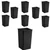 Getzi 9 Pack Black 50 Gallon Square Commercial Trash Can, Heavy Duty Resin Waste Bin, Large-Capacity Indoor Outdoor Garbage Container for Restaurant, Office, School, Mall and High-Traffic Areas