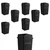 Getzi 8 Pack Black 35 Gallon Heavy Duty Trash Cans with Lids, Square Commercial Resin Garbage Containers with Built-in Handles for Indoor Outdoor Restaurant, Office and Facility Use