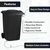 Zedfire 2 Pack 95 Gallon Black Rolling Trash Can with Wheels & Hinged Lid - Heavy-Duty Outdoor Garbage Bin for Home, Curbside, or Commercial Use
