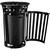 Global Industrial 36 Gallon Outdoor Steel Slatted Receptacle with Access Door & Flat Lid, Plastic Liner and Anchor Kit Included, 28" Dia. X 42" H, Commercial Trash CanBlack