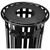 Global Industrial 36 Gallon Outdoor Steel Slatted Receptacle with Access Door & Flat Lid, Plastic Liner and Anchor Kit Included, 28" Dia. X 42" H, Commercial Trash CanBlack