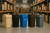 Getzi 10 Pack Black 25 Gallon Square Commercial Trash Cans with Lids, Heavy Duty Plastic Waste Bins with Venting Channels and Built-in Handles