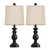 PARTPHONER Traditional Table Lamp Set of 2, Rustic Farmhouse Table Lamps for Living Room Bedroom, 22" Bedside Desk Lamps Vintage Nightstand Lamps with Linen Shades, Black