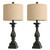 BOBOMOMO 27" Farmhouse Black Table Lamp Set of 2 with USB A+C for Bedroom Living Room Vintage Rustic Traditional Nightstand Bedside Lamps Retro Side Table Lamps (Blubs not Included)