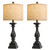 BOBOMOMO 27" Farmhouse Black Table Lamp Set of 2 with USB A+C for Bedroom Living Room Vintage Rustic Traditional Nightstand Bedside Lamps Retro Side Table Lamps (Blubs not Included)