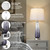 Glass Table Lamps Set of 2, Modern Bedside Lamps for Bedrooms with USB A+C Ports, 3-Way Dimmable Touch Control Nightstand Lamp with White Linen Shade, 27.5" Large Lamps for Living Room Decor, Grey