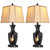 ROTTOGOON 26" Farmhouse Table Lamps Set of 2, 3-Way Touch Dimmable Nightstand Lamp with USB A+C Charging Port, Vintage Bedside Lamps with Dual Light Sources for Bedroom Nightstand End Table (Black)