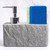 soap Dispenser 3-Pack Marbled Soap Dispenser Countertop Resin Soap Pump Bottle with Sponge Storage Liquid Dispenser for Kitchen Bathroom(Grey)