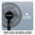 Hurricane Oscillating Pedestal Fan with Remote & 12 Speeds, Black, 16in