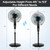 DORTALA Pedestal Fan Dual Blades, 18 Inches Oscillating Fan with Timer & Adjustable Height, 3 Speed Standing Electric Fan with Remote Control for Airflow & Coolness, Home/Office, Black