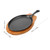 SOLUSTRE Cast Iron Steak Pan with Wooden Base, Nonstick Flat Bottom Skillet