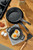 Cast Iron Granite 3-Piece Frying Pan Set Black 7.9 in 9.4 in 11 in Non-Stick Surface Easy to wipe Durable Cooking Pans