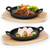 Nagoyuki 2 Set Cast Iron Skillet with 2 Handles, Medium Gratin Dish with Wooden Serving Stand, Cast Iron Pan for Kitchen Baking Cooking Frying,18cm x 12cm