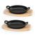 Nagoyuki 2 Set Cast Iron Skillet with 2 Handles, Medium Gratin Dish with Wooden Serving Stand, Cast Iron Pan for Kitchen Baking Cooking Frying,18cm x 12cm