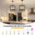 Black Geometric Glass Chandelier, 5 Light Modern Farmhouse Light Fixture