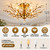 MADISH 4-Light Gold Crystal Chandelier, Modern Branch Flush Mount Ceiling Light with Crystal Leaves, E12 Warm Bulbs Included, 24.4-Inch Fixture for Bedroom, Dining Room, Living Room and Foyer, 110V