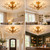 MADISH 4-Light Gold Crystal Chandelier, Modern Branch Flush Mount Ceiling Light with Crystal Leaves, E12 Warm Bulbs Included, 24.4-Inch Fixture for Bedroom, Dining Room, Living Room and Foyer, 110V