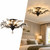MADISH 4-Light Black Crystal Chandelier, Modern Branch Flush Mount Ceiling Light with Crystal Leaves, E12 Warm Bulbs Included, 24.4-Inch Fixture for Bedroom, Dining Room, Living Room and Foyer, 110V