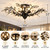 MADISH 4-Light Black Crystal Chandelier, Modern Branch Flush Mount Ceiling Light with Crystal Leaves, E12 Warm Bulbs Included, 24.4-Inch Fixture for Bedroom, Dining Room, Living Room and Foyer, 110V