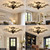 MADISH 4-Light Black Crystal Chandelier, Modern Branch Flush Mount Ceiling Light with Crystal Leaves, E12 Warm Bulbs Included, 24.4-Inch Fixture for Bedroom, Dining Room, Living Room and Foyer, 110V