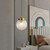 American Light Luxury Glass Chandelier E27 1-lamp - - Brass Ceiling Pendent Lamp Bedside Porch Long Line Luminaire Adjustable Indoor Lighting,for Hall