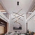 Modern Geometric Cross Linear LED Pendant Light Adjustable Hanging Chandelier Ceiling Light for High Ceiling Living Room