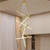 Modern Geometric Cross Linear LED Pendant Light Adjustable Hanging Chandelier Ceiling Light for High Ceiling Living Room