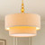 CIRFOUC 17.7 inch 5-Light Double-Layer Drum Fabric Chandelier Brushed Gold