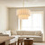 CIRFOUC 17.7 inch Double-Layer Linen Pleated Fabric Chandelier Brushed Gold