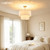 CIRFOUC 17.7 inch Double-Layer Linen Pleated Fabric Chandelier Brushed Gold