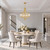 5-Light Gold Crystal Chandelier, 20" Farmhouse Dining Room Light Fixture